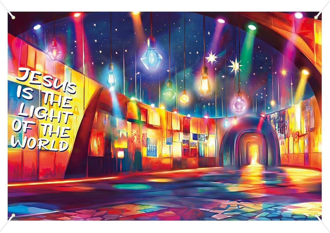 Hahafelt 2026 Vbs Decorations 9 x 6 ft Super-Sized Illumination Backdrop Vacation Bible School Classroom Church Wall Banner for Bible School Theme Decorations