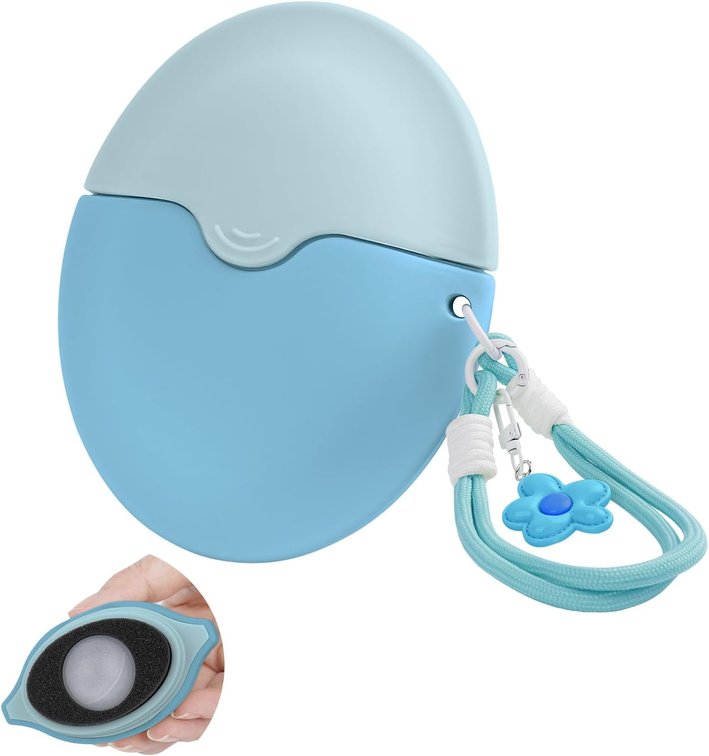 Sunscreen Application for Kids with Roller Ball & Sponge, Detachable Floral Lanyard, Refillable Travel Size Stick Applicator,Lotion Applicator, Portable Mess-Free(Blue)