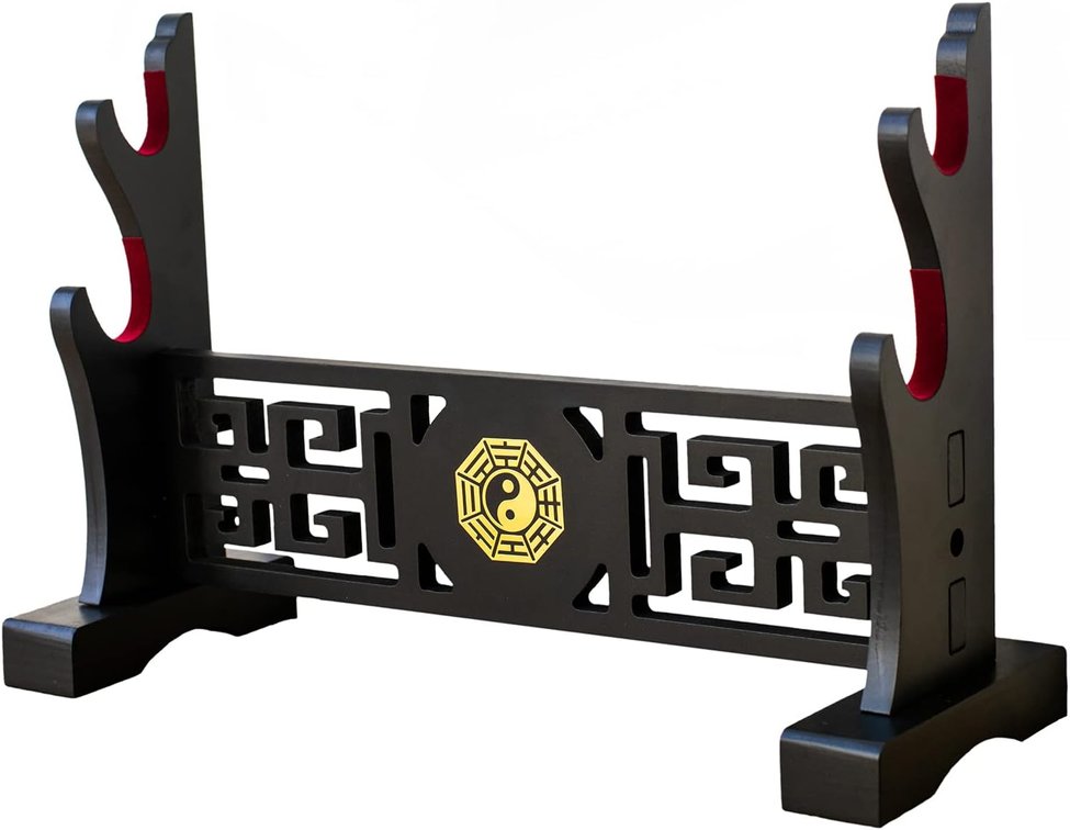 Sword Holder Velvet Padded Katana Stand Samurai Display Rack Support All Tanto Swords Weapon Display Stand (Bagua-2)