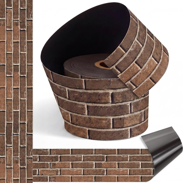 Tenceur 48 ft Magnetic Brick Bulletin Board Border Roll, Brown