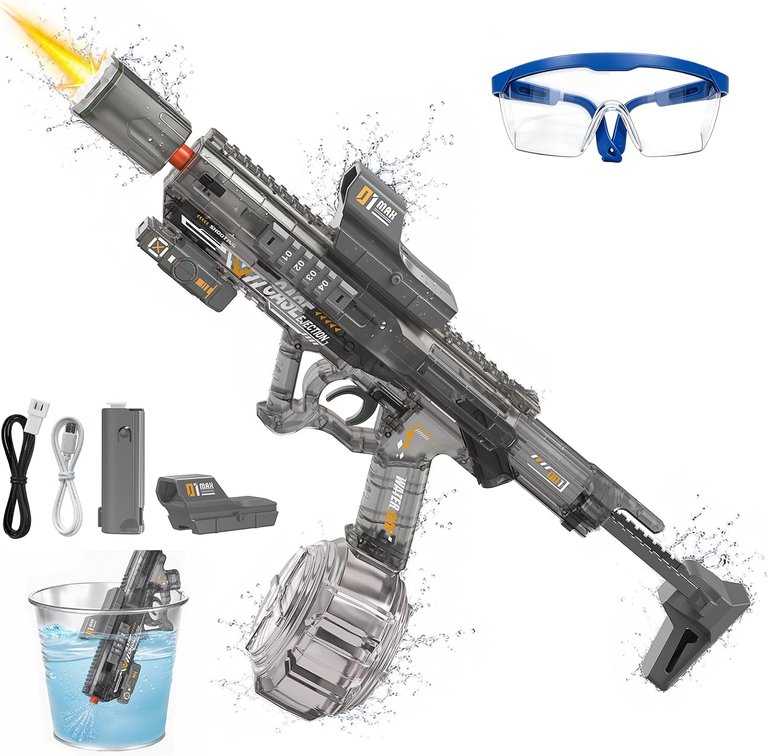 Powerful Electric Water Gun, Rechargeable Water Blaster Super Soaker(Grey)
