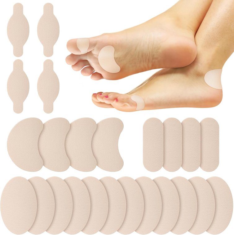 Moleskin Adhesive Strips Blister Bandages for Feet, 24Pcs, Beige