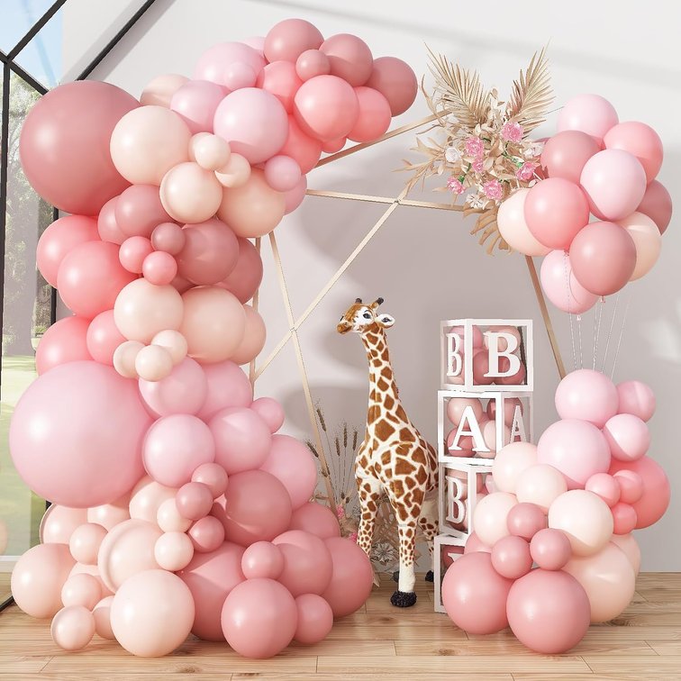 Dusty Pink Balloon Garland Double Stuffed Blush Pink Balloons Baby Pink Latex Balloon Arch Kit Dusty Rose Pastel Pink Party Balloons for Girl Boho Wedding Baby Bridal Shower Birthday Party Decorations