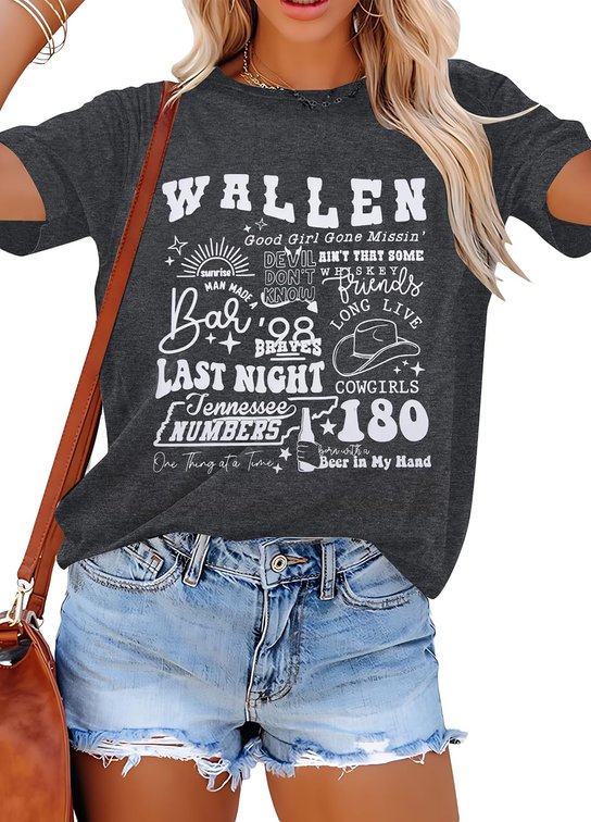Size Large Country Music Shirts Women Western Cow Skull Tshirt Rodeo Cowgirl Tee