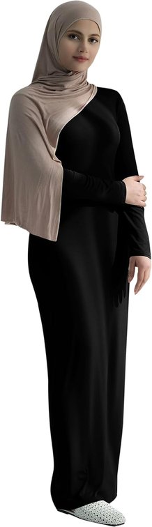 Size Medium Large Modal Cotton Abaya Women Long Sleeve Prayer Dress Soft Stretch Islamic Clothes Elegant Robe For Eid, Ramadan, Umrah, Hajj