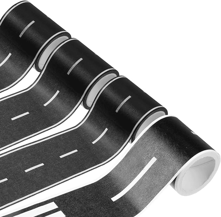 Ouligay 4 Pack Black Road Tape for Kids Toy Car Road Tape for Toy Cars, Race Track Tape, Road Sticker Tape, Car Tape - 2.4 Inch Wide