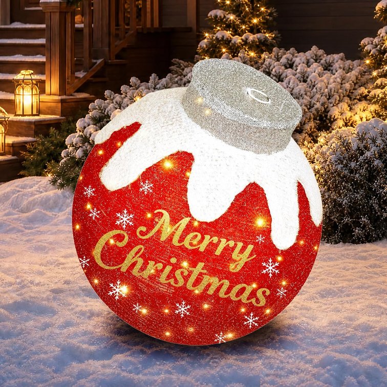 GREEN NOT RED 1Pcs Lighted Pop-Up Holiday Ball Decoration with 80 LED Lights
