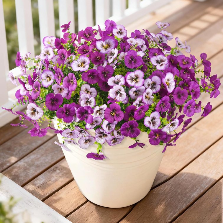 Fake Artificial Pansy Flowers Plants for Outdoors UV Resistant