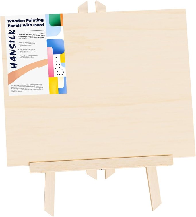 Unfinished Wood Canvas Panels for Painting, 8 10" Basswood Canvas- 1/2" Deep Cradle Board with Easel for Acrylic and Oil Painting, Pouring Art, Crafting