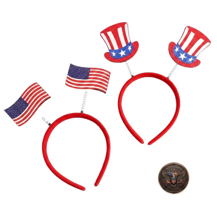 250 Anniversary USA Merchandise 4th of July Outfits for Women Men Teens America 250th Anniversary Patriotic Set, USA Independence Day Headband Set