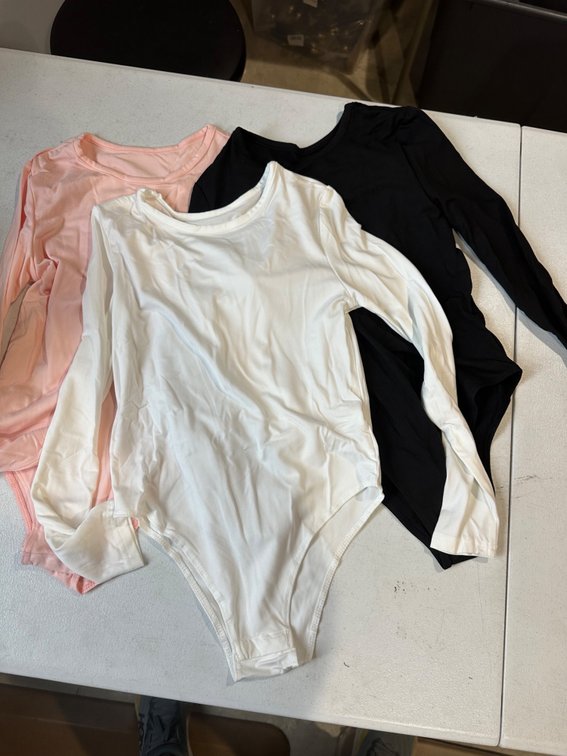 Size 11 Years girls long sleeve bodysuits 3 pack black white pink