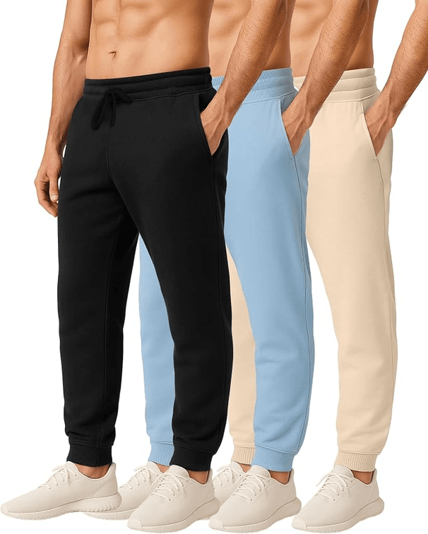 Size Small - 3 pack of Real Essentials Men's Tapered Joggers