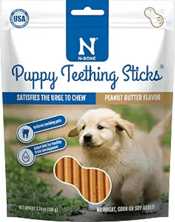 N-Bone Puppy Teething Sticks, Peanut Butter Flavor