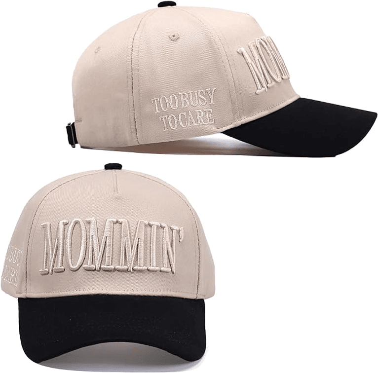 Vintage two-tone trucker hat, adjustable baseball cap, Mommin embroidered,