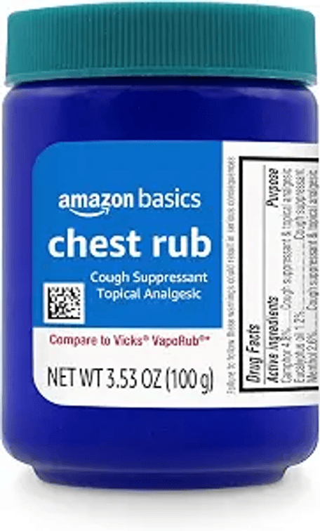 Amazon Brand - Solimo Chest Rub Cough Suppressant and Topical Analgesic, 3.53 Ounce