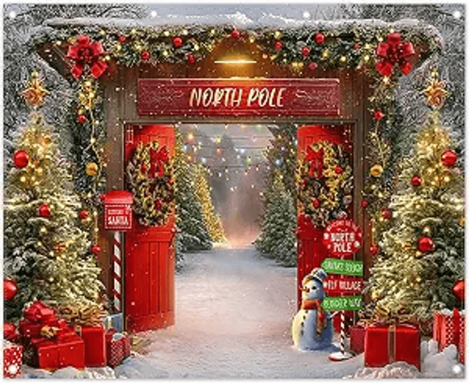 10x8ft Fabric Christmas Wooden Barn Door Photography Backdrop