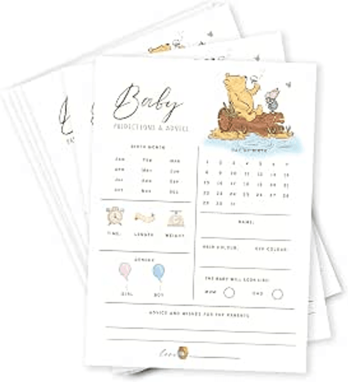 Nihuecne 36 Pack Baby Prediction and Advice Cards, Bear Themed Game Cards