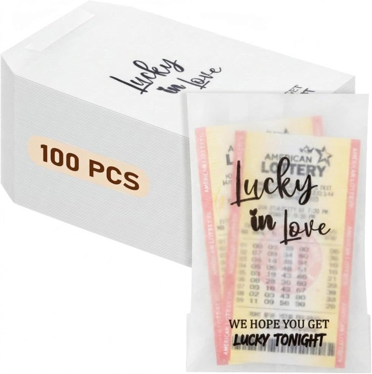 set of 2 - 100 Pcs Lucky in Love Bachelorette Decorations, Flower Petal Toss Bags for Bridal Shower, Wedding Send off & Bridesmaid Gifts, Glassine Favor Bags, 2.8" x 5"