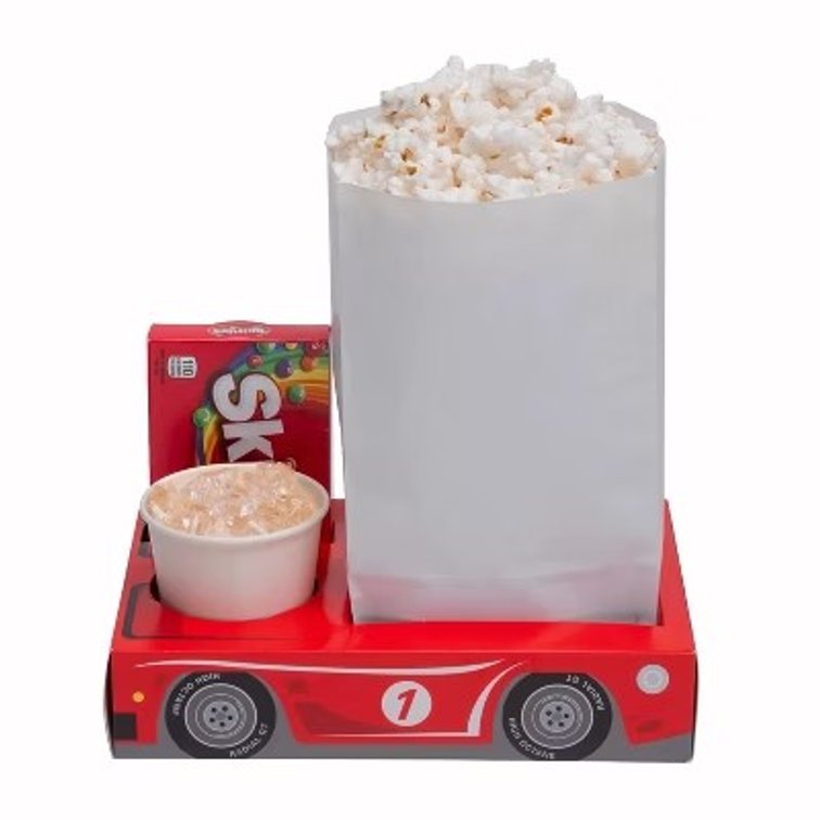 Fun Express 9 1/2" x 6" Race Car Red & Black Cardstock Snack Trays - 12 Pc.