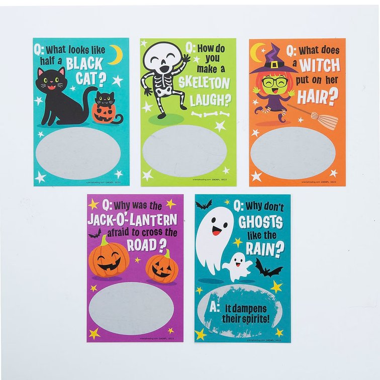 Halloween Joke Scratch-Off Cards, Halloween, Toys, 50 Pieces
