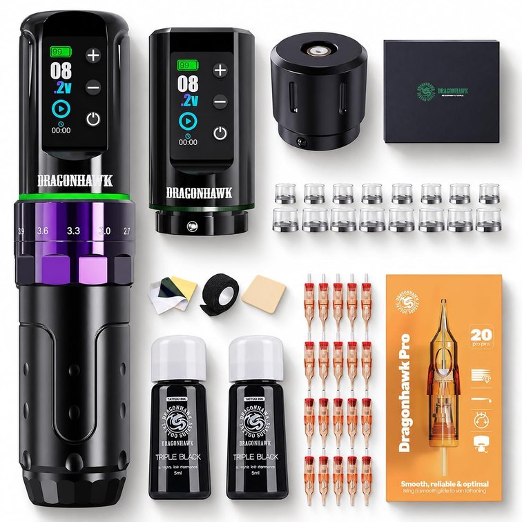 Dragonhawk L3 Wireless Tattoo Gun Kit Mcore-L3 Motor
