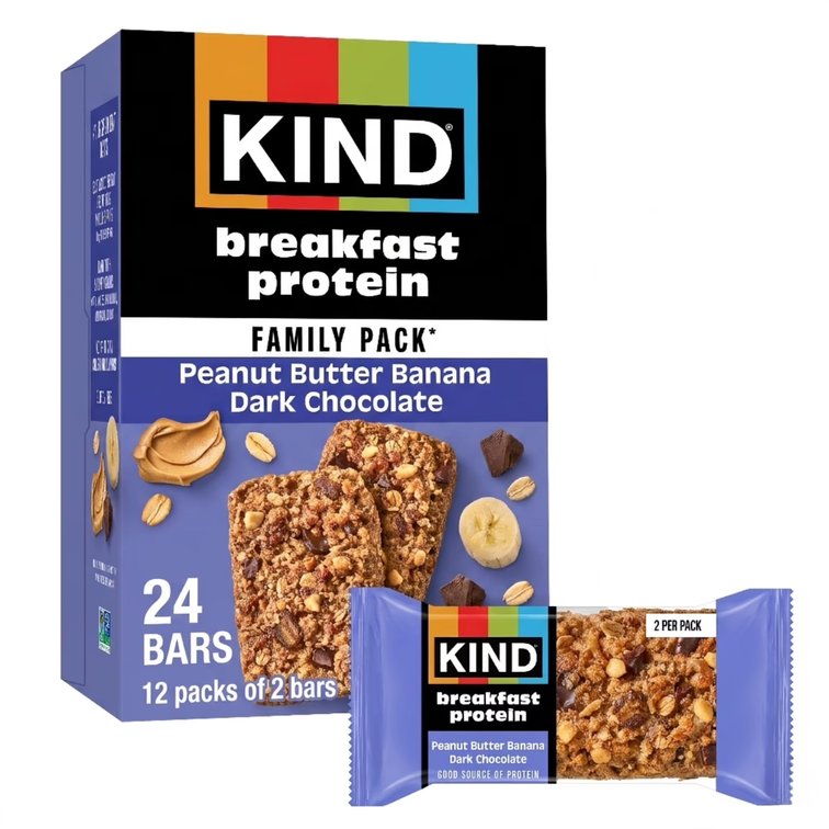 BB 11/14/26 - KIND Breakfast Protein Bars, Peanut Butter Banana Dark Chocolate, Gluten Free, 12 Packs