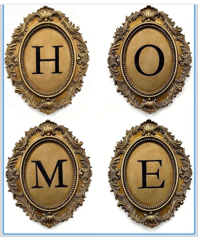 8.5" Vintage Home Sign Gallery Wall Decor Letters with Gold Frame