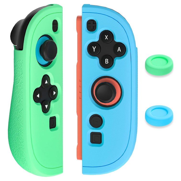 GLDRAM Soft Silicone Case for Nintendo Switch 2 Joycon - Protective Cover with Anti-Slip Grip & Thumb Grips - Shock-Absorbing Skin for Left & Right Controllers (Blue & Green)
