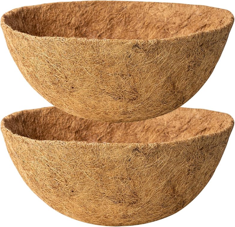 20 Inch Natural Coconut Husk Fiber Liners for planters Round Coco Replacement Liners for Hanging Flower Basket Planter Large Coco Coir Pots for Outdoor Garden Planting   2 Pack