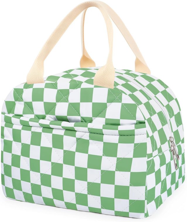 Cotton Quilted Insulated Lunch Bag, Reusable Quilted Floral Lunch Tote Bags