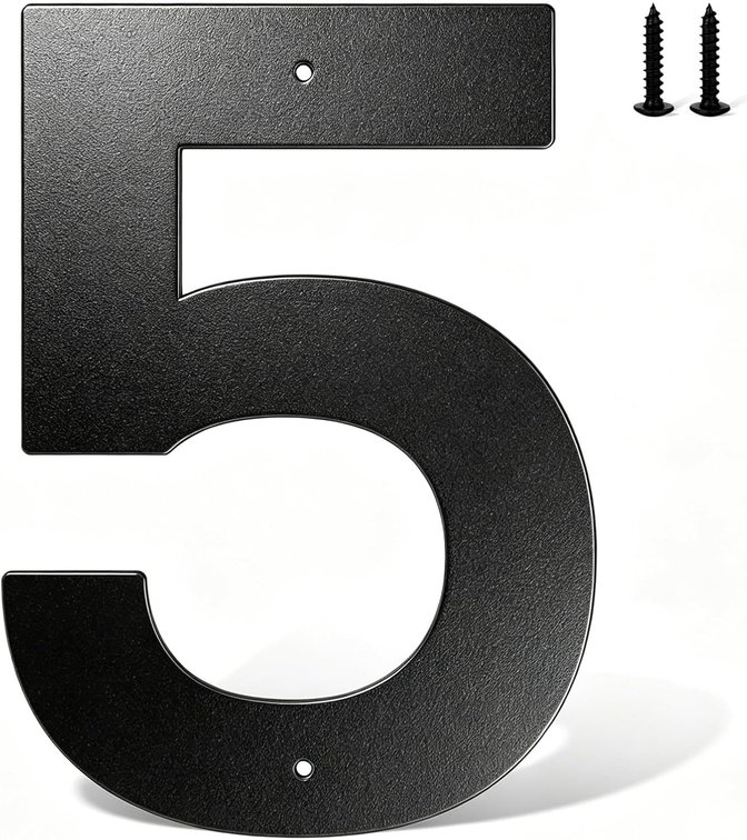 8' House Numbers for Outside, Black Metal Address Numbers and Letters for Out Door Signs, Garden/Office/Home/Store Signage (5)