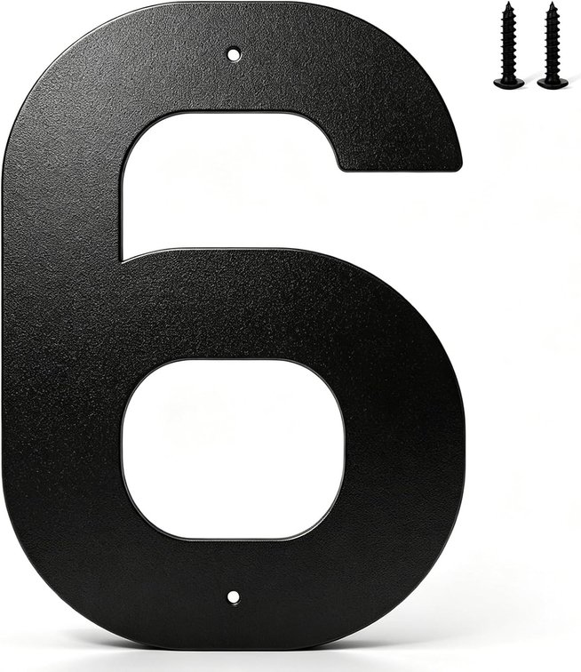 8' House Numbers for Outside, Black Metal Address Numbers and Letters for Out Door Signs, Garden/Office/Home/Store Signage (6)