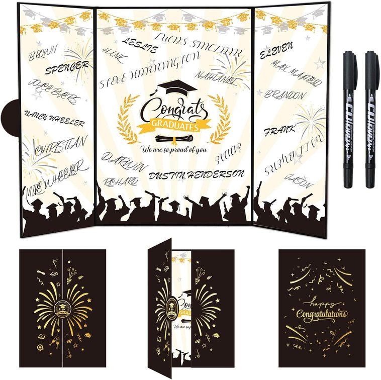BLACK AND RED Graduation Guest Book Black and RED with Pen, Class of 2026 Graduation Decorations for Women Man, Signature Sign in Book Alternatives for High School College Celebration Party Supplies