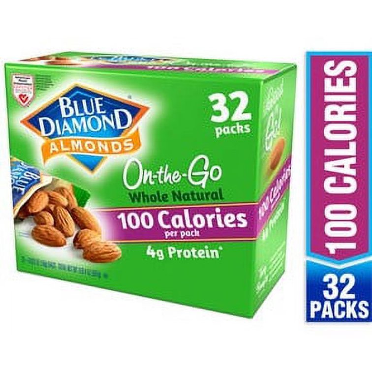 Best by Oct 16 2026 Blue Diamond Almonds, Lightly Salted, 100 calorie packs (32 count)
