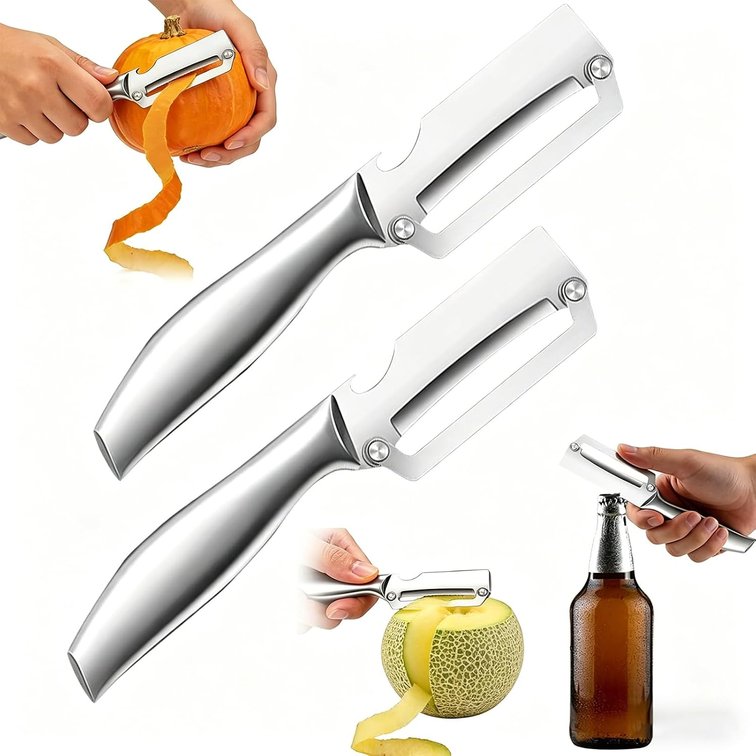Heavy Duty Vegetable Peeler   Ultra Sharp ZeroFlex Thick Blade, Anti-Clog Wide Arched Edge for Pumpkin, Sugarcane, Pineapple   Metal Handle, Non-Slip Grip for Home, Camping, Thanksgiving