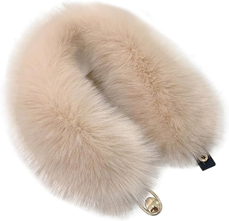 Women's Neck Warmer Faux Fur Collar Scarf Wrap Plush Muffler Collar Trim Warm Scarf Neck Hood for Women Winter Coat Dress Party Clothing (Apricot)