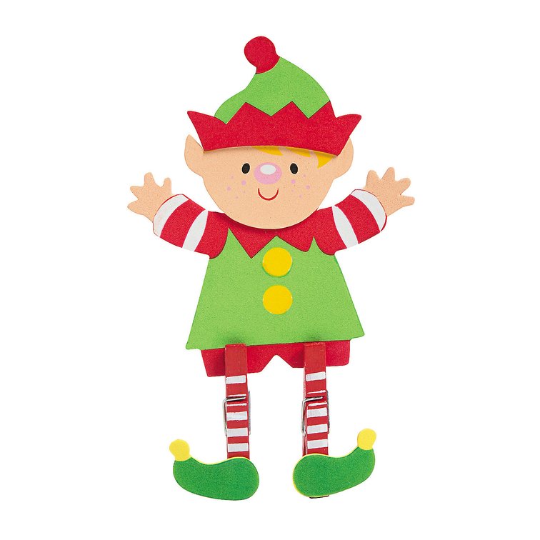 Clothespin Elf 12 - Craft Kits - 12 Pieces