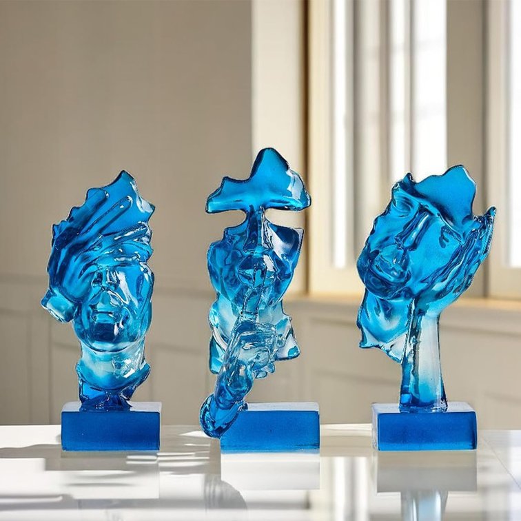 XINXUAN 3PCS Thinker Statue Set : Silence is Gold Abstract Art Ornament