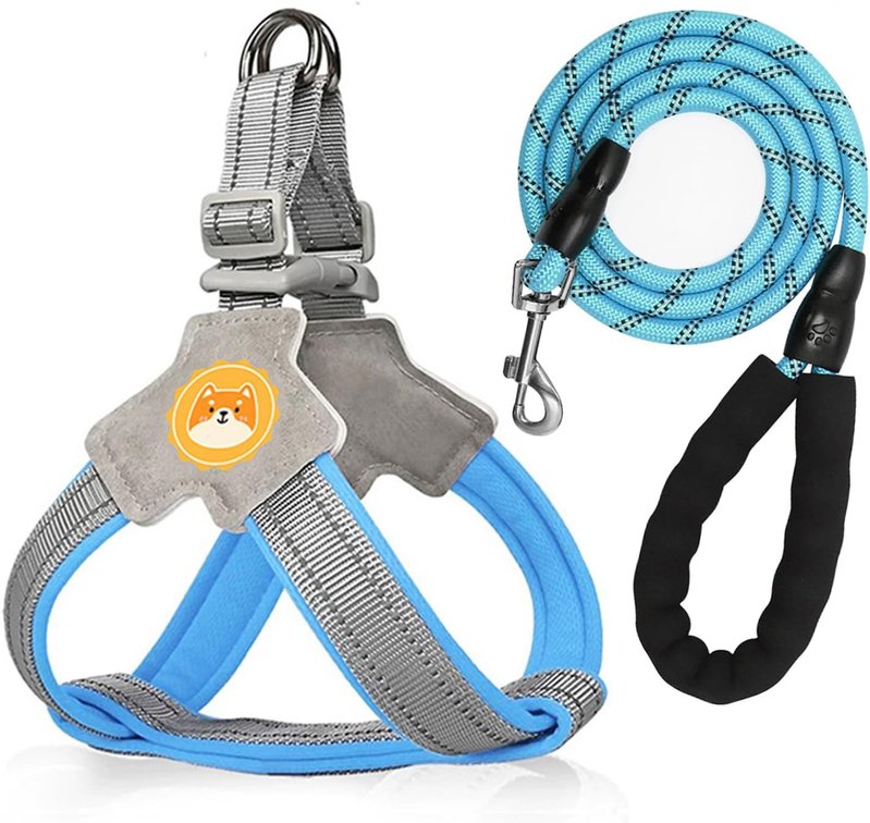Size Large No Pull Dog Harness with Breathable Mesh Padding, Reflective Strips, Escape Proof Design, Quick Adjust Fit for Training & Walking Small, Medium, and Large Dogs (Blue, L)
