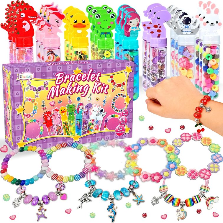klmars Bracelet Making Party Favors for Kids,24 Bracelet Wands Crafts for Girls Ages 4-8 Years Old,Birthday Goodie Bags Christmas Gifts Classroom Prizes for Kids