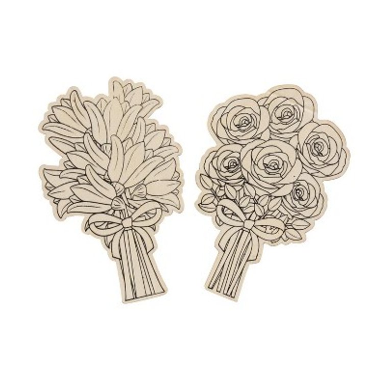 4" x 6" Color Your Own Wood Flower Bouquets - 12 Pc.