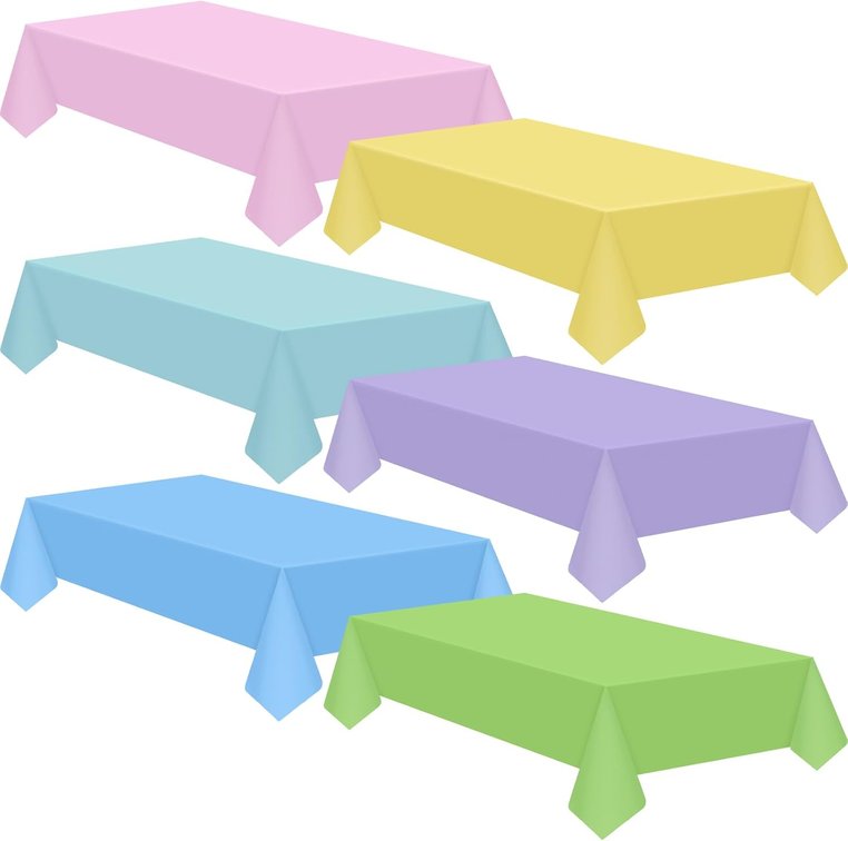 Patelai 6 Pcs Pastel Plastic Tablecloths, 54 x 108 Inch, Fresh Color