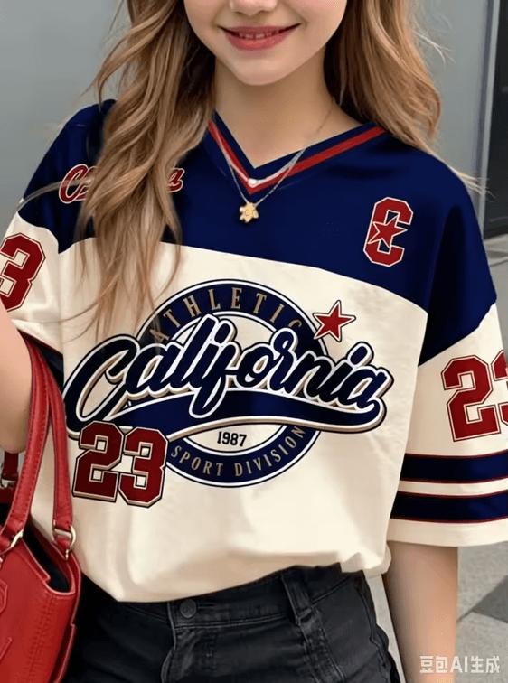Size 15 Y Sports Style California 25 Printed Short Sleeved Round Neck  Top Jersey