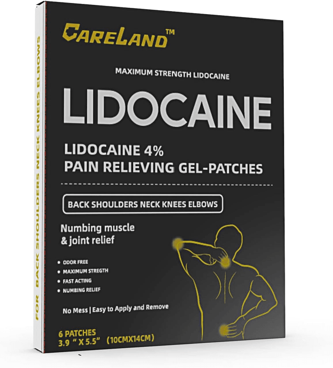 CARELAND 4% Lidocaine Gel Patch, 6 Count