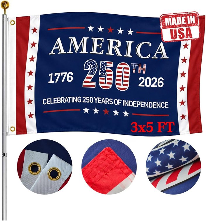 Double Sided USA 250th Anniversary Flag 3x5 FT - Heavy Duty 3-Ply 100% Polyester 1776-2026 Celebrating 250 Years of Independence Patriotic Banner for Outside - UV Protected & with 2 Brass Grommets