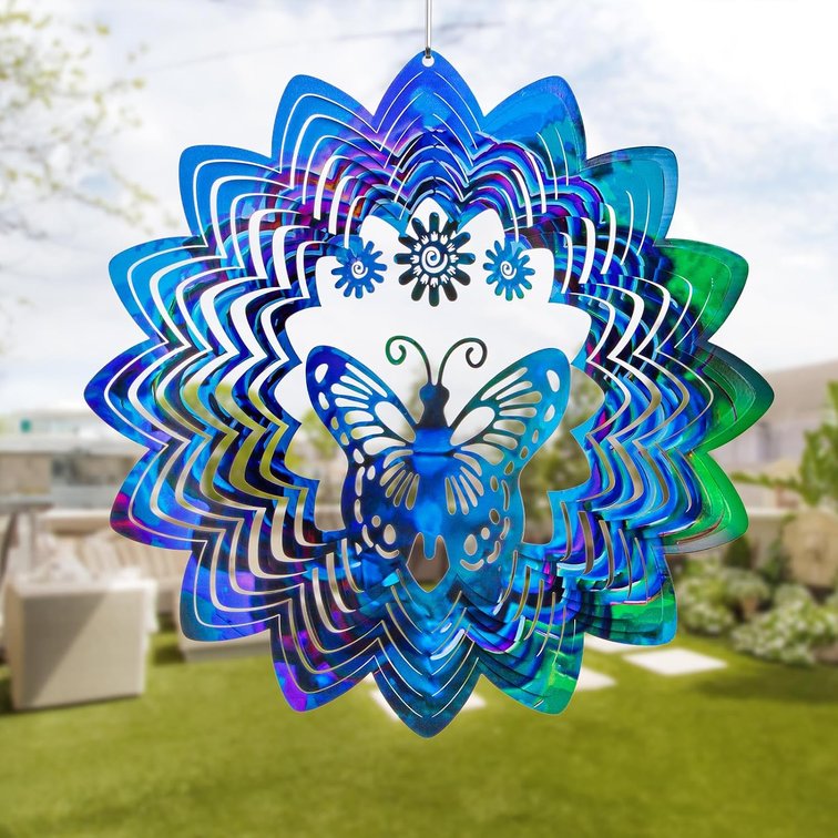 Butterfly Gifts Wind Spinner Metal 3D Hanging Wind Spinner for Outdoor