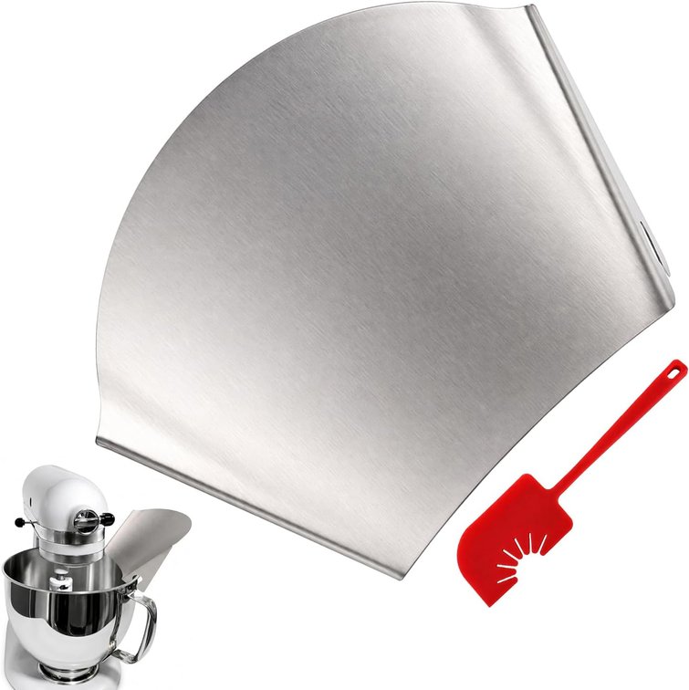 Pouring Chute for KitchenAid Mixer with Spatula, Stainless Steel Pouring Shield Compatible with KitchenAid Mixer, Stand Mixer Pouring Shield, Practical for Use & Easy to Wash