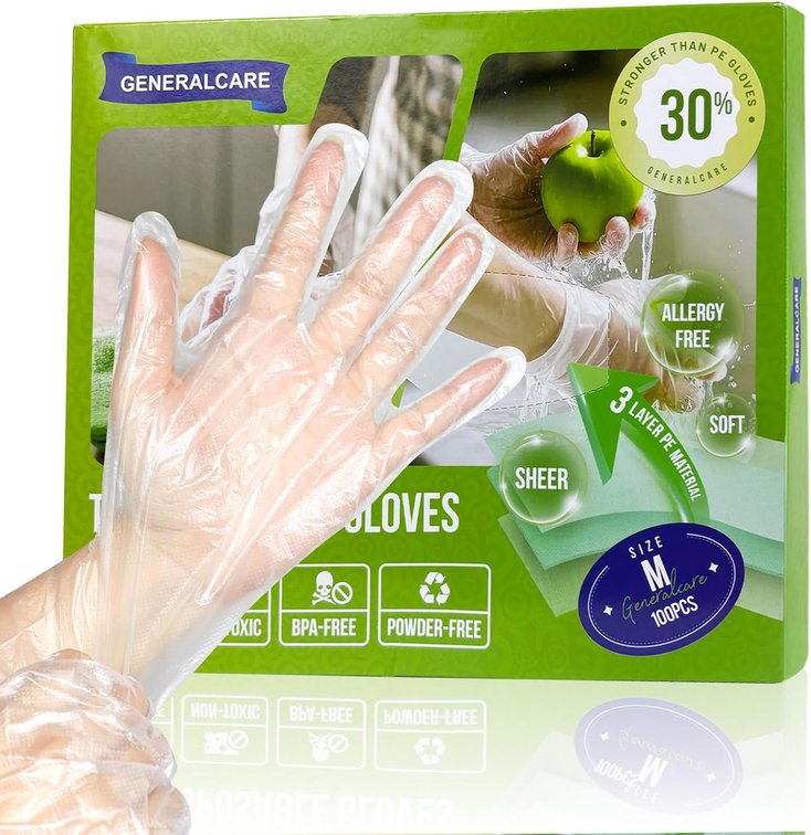 TPE Gloves, Disposable Elastic Gloves for Food Handling, Cleaning, Beauty Care, Latex-Free
