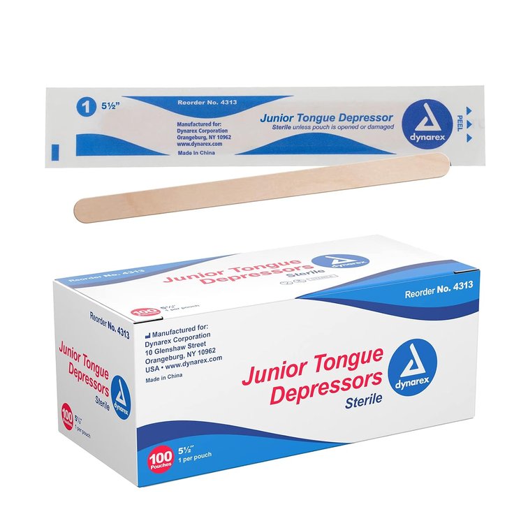 Dynarex Tongue Depressor Junior, Sterile, 100 Count