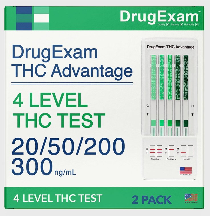 SET OF 2 - 2 Pack - DrugExam Multi Drug Screen Test. Testing for THC/Marijuana in Urine. Detailed Instrustions Included. (2)